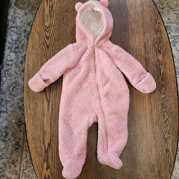 Carter's Pink Baby Bear Hooded Sherpa Bunting Pram Size 6 Months Winter Cover - Picture 1 of 8